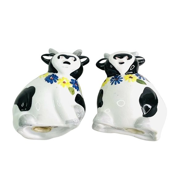 Salt & Pepper Shaker Set Spotted Cows Vintage WCL Ceramic 3.5" x 3" - Picture 2 of 5